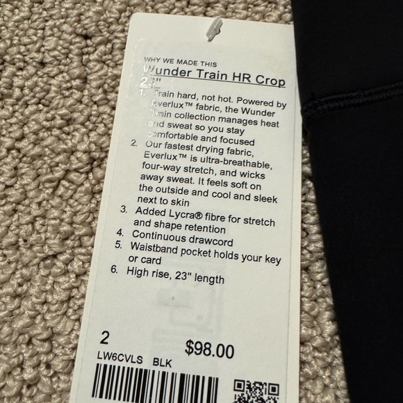 NWT Lululemon Wunder Train High Rise Black Leggings size 2 - Picture 2 of 5